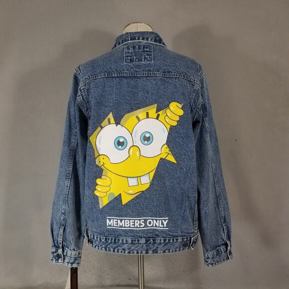 Members Only Nickelodeon SpongeBob denim jacket men's XL extra large Blue NEW - Picture 6 of 10